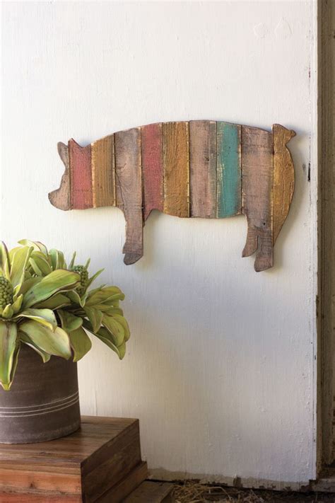 Multi Striped Wooden Pig Wall Art Pig Wall Art Pig Decor Pig Crafts
