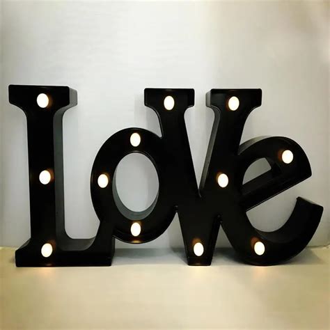 Love Black Led Marquee Sign Light Up Vintage Adhesive Letter Love
