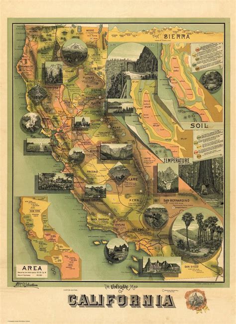 The Unique Map Of California 1885 California Map Unique Maps