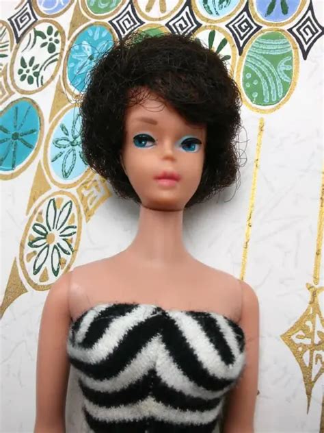 Vintage Dark Brunette Bubble Cut Barbie Doll In Original Swimsuit Euc C Picclick