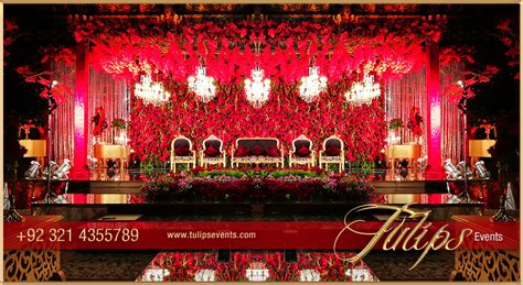 Red Gold Wedding Reception Tulips Event Management