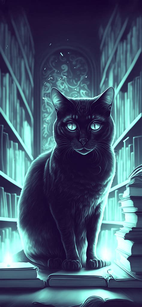 Black Cat In Library Wallpapers Black Cat Wallpaper For Iphone