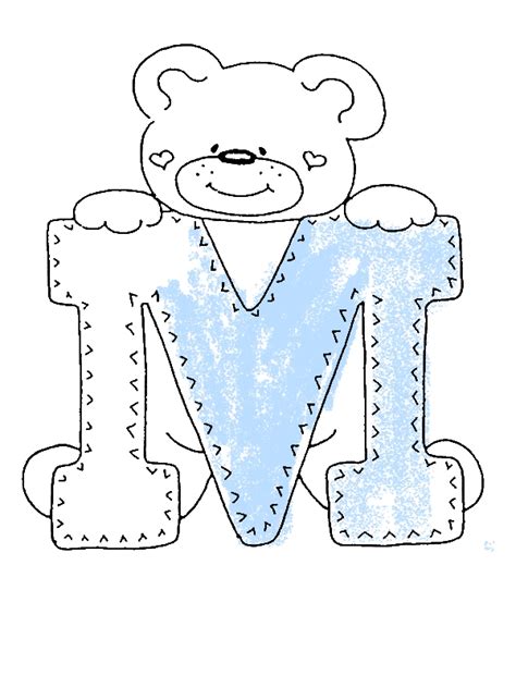It helps to develop motor skills, imagination and patience. Letter M With Cute Teddy Bear Coloring Page - Download ...