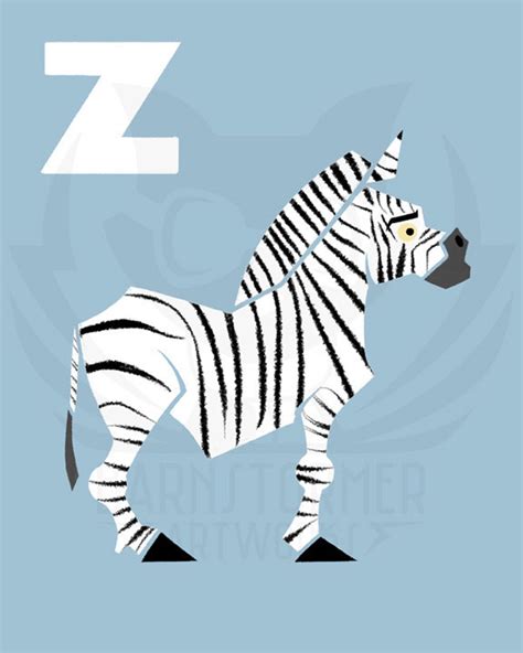Alphabet Letter Z Zebra Custom Colors Childrens Letter Etsy