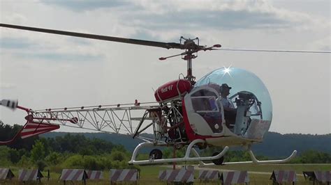 Bell 47 G 2 Helicopter Full Sound Engine Start Take Off Old School Old