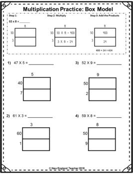 Build rectangles of various sizes and relate multiplication to area. Area Box Model Multiplication Printable Worksheets for 2 ...