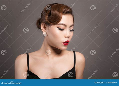 Portrait Of Beautiful Sensual Asian Woman With Elegant Hairstyle Stock Image Image Of Sexual