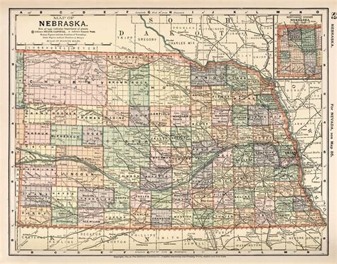 Nebraska Map Vintage Map Of Nebraska Fine Print Archival Etsy