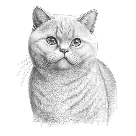 Premium Ai Image British Shorthair Cat Sketch Coloring Page Artistic