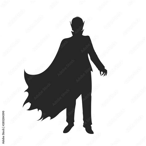 Black Silhouette Of Vampire Halloween Party Isolated Image Of Dracula