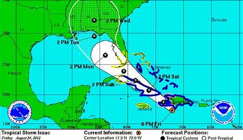 National Hurricane Center's latest track shifts Isaac to the East as
