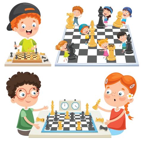 Collection Of Kids Playing Chess Vector Premium Download