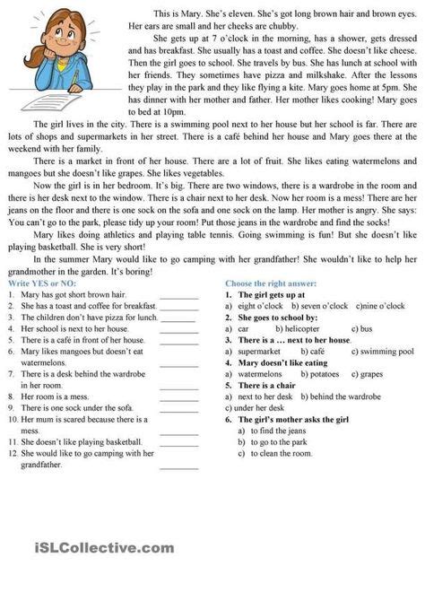 Worksheet For Intermediate Esl Students