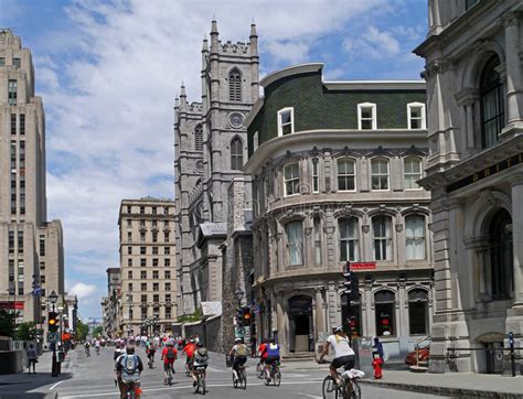 Historic Old Montreal Street Scene In Quebec Canada Editorial Stock