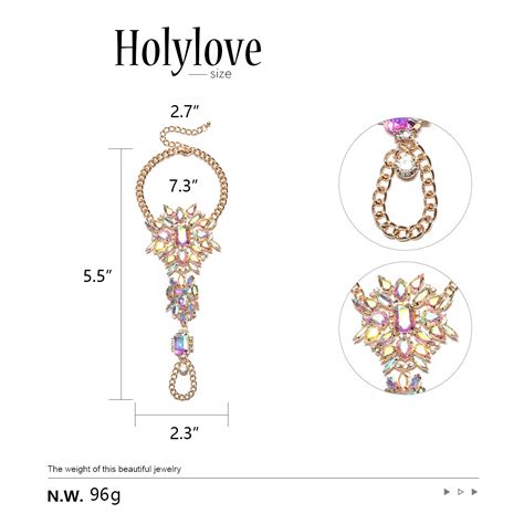 holylove 1 pair 2 color crystal foot jewelry for women barefoot sandals beach wedding with t