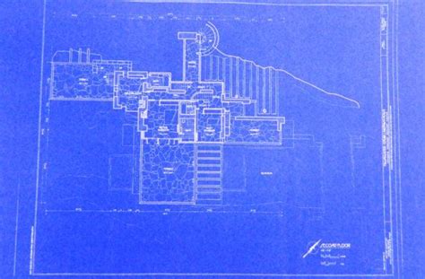 Frank Lloyd Wright Falling Water Second Floor Plan Blueprint Falling