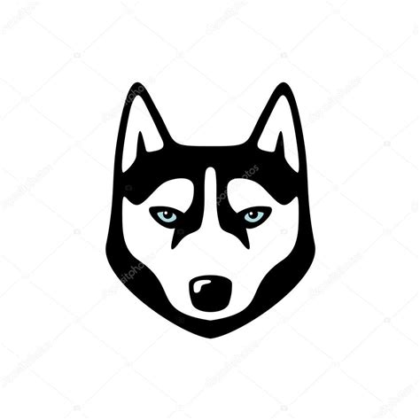 Vector Illustration Design Of Serious Husky Dog Head Logo Isolated On