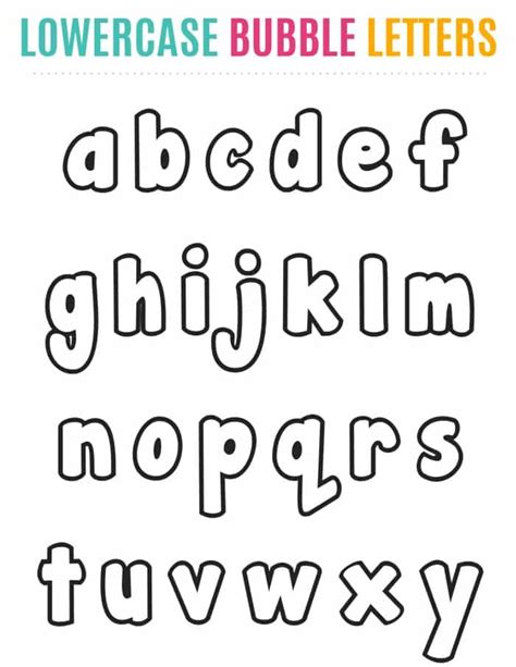 Free Printable Bubble Letters Lowercase Alphabet