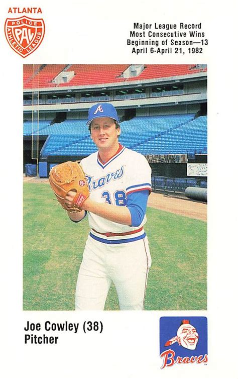 Joe Cowley 1982 Braves Police Baseball Card 1980s Baseball