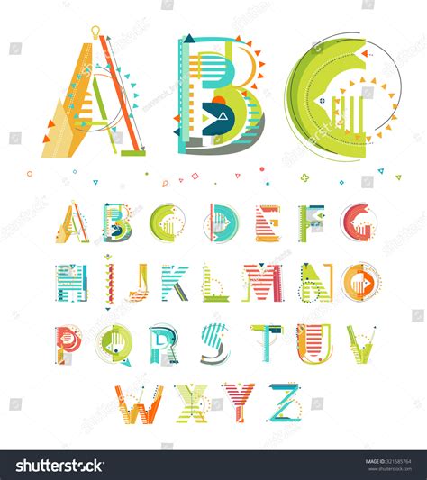 Modern Abstract Colorful Alphabet Geometric Style Stock Vector Royalty