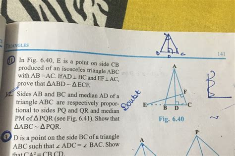 in given figure e is a point on side cb produced of an isosceles triangle abc with ab ac if