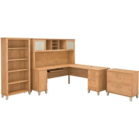 Bush Furniture Somerset 72w L Shaped Desk With Hutch Lateral File