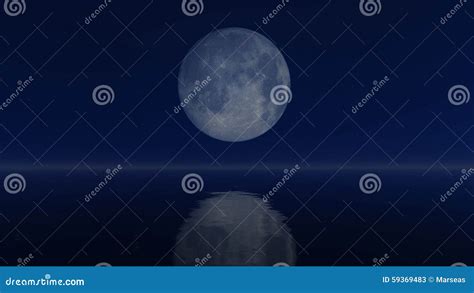 Big Full Moon Above Calm Water Stock Illustration Image 59369483
