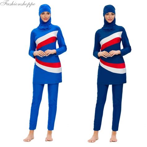 New Muslim Women Swimwear Full Cover Swimsuit Burkinis Islamic Modesty Hijab Beachwear Arab