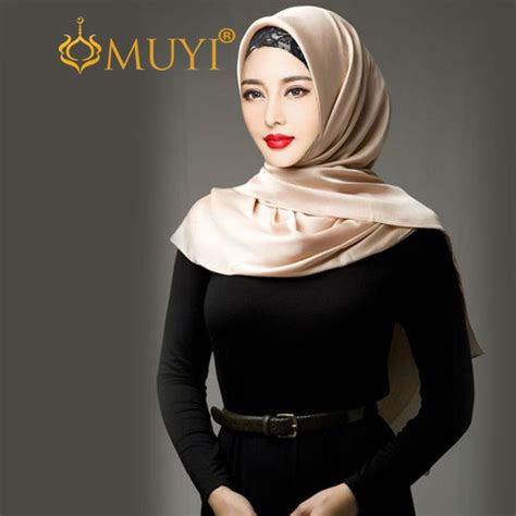 muslim fashion hijab women head scarf islamic hijabs satin headcoving bandana rectangle wrap