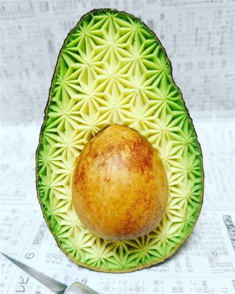 Geometric Fruit Art Created By Intricately Carved Fruit And Vegetables