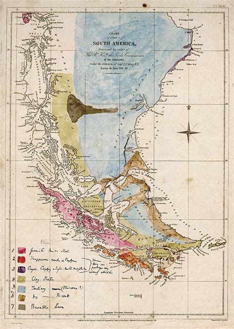 A Beautiful Map Drawn By Charles Darwin Showing The Geology Of South