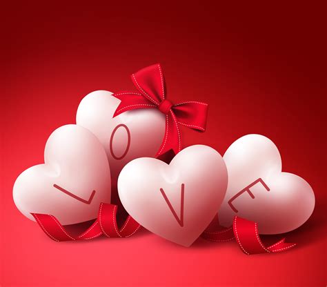 Free Download White And Red Heart Shaped Love 3d Illustration Hd