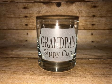 Grandpas Sippy Cup Etched Whiskey Glass Grandpa Drinking Etsy