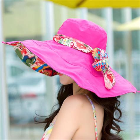 Fashion Design Flower Foldable Brimmed Sun Hat Summer Hats For Women Uv