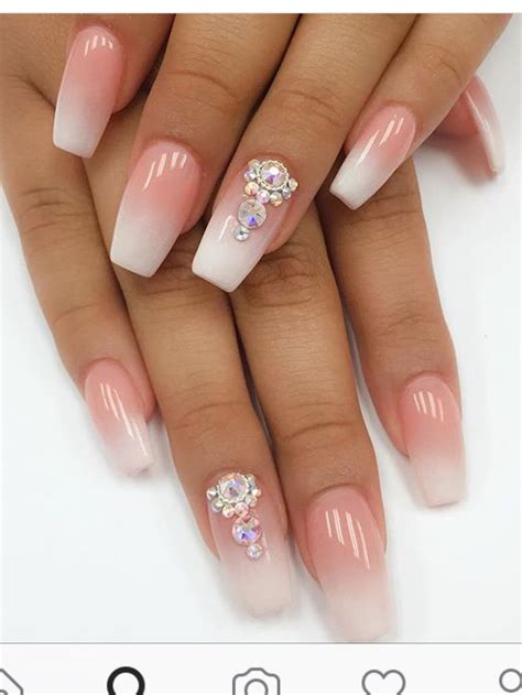Pin By Verónica Alicia On Uñas Coffin Nails Ombre Rhinestone Nails