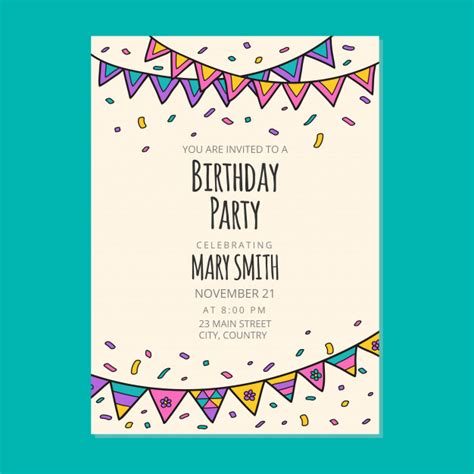 Happy Birthday Invitation Card Design Premium Vector