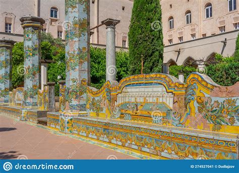 colorful columns at the cloister of santa chiara in naples ital stock image image of garden