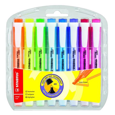 Stabilo Swing Cool Highlighter Assorted 8 Pack Officeworks