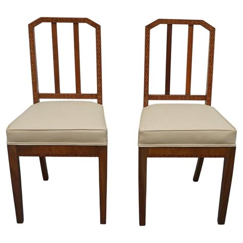 Pair Of Walnut Art Deco Bedroom Chairs For Sale At 1stdibs