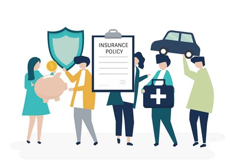 Characters of people holding insurance icons illustration - Download