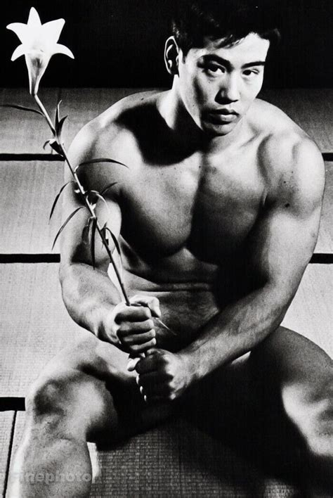 1960s Vintage TAMOTSU YATO Japanese Male Nude Muscle Flower Asian Photo
