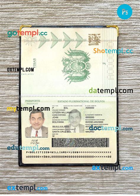 Sample Bolivia Passport Psd Files Scan And Photograghed Image 2 In 1 Download By