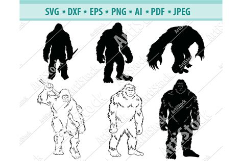 Bigfoot Svg Sasquatch Svg Bigfoot Clipart Dxf Png Eps