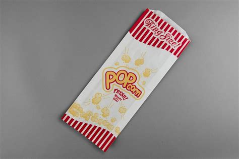 White Printed Popcorn Bags King Size 4 34 X 1 14 X 12 1 Packs