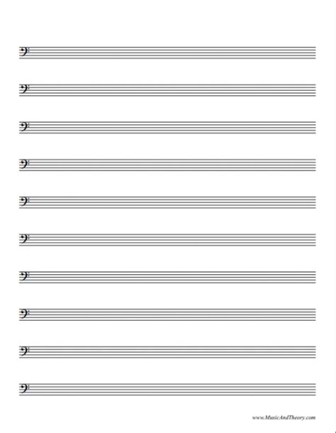 Free Bass Clef Manuscript Paper Bass Staff Paper