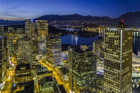 Landschaft Vancouver Kanada Japan Nacht Stadt Glänzende Gebäude