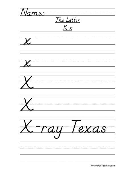 Letter X Dnealian Style Handwriting Practice Worksheet By Teach Simple