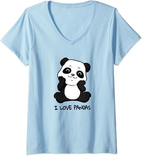 Womens I Love Pandas Shirt Sweet Panda Bear Baby Panda Girl