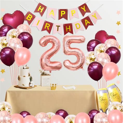 Buy Fancypartyshop 25th Birthday Decorations Supplies Burgundy And