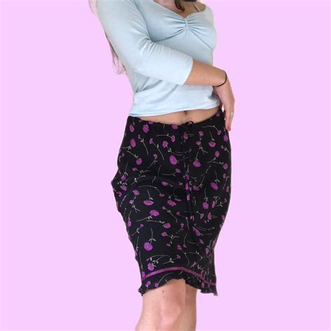 Y2k Vintage Ditzy Floral Micro Mesh Midi Skirt With Depop